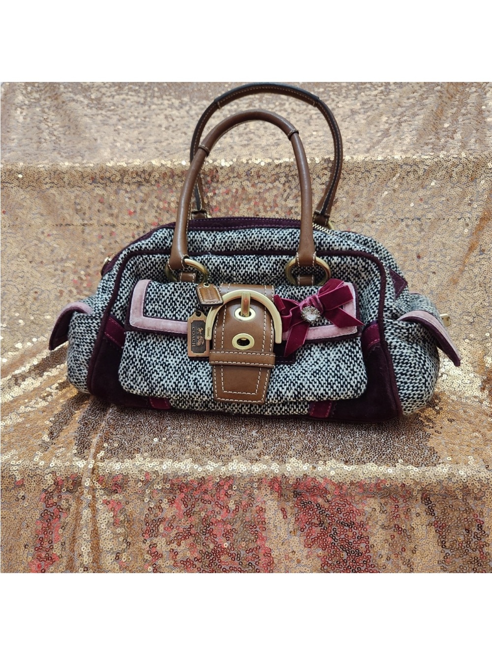 RARE Vintage Y2K Coach Soho tweed Satchel